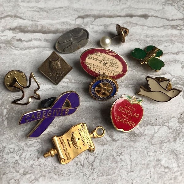 Vintage Variety Lot of 11 Pins, Tie pins, Lapel Pins, Collectible Pins, Vintage 1990's Jewelry Lot, Vintage Jewelry Lots, Gifts For Her SALE