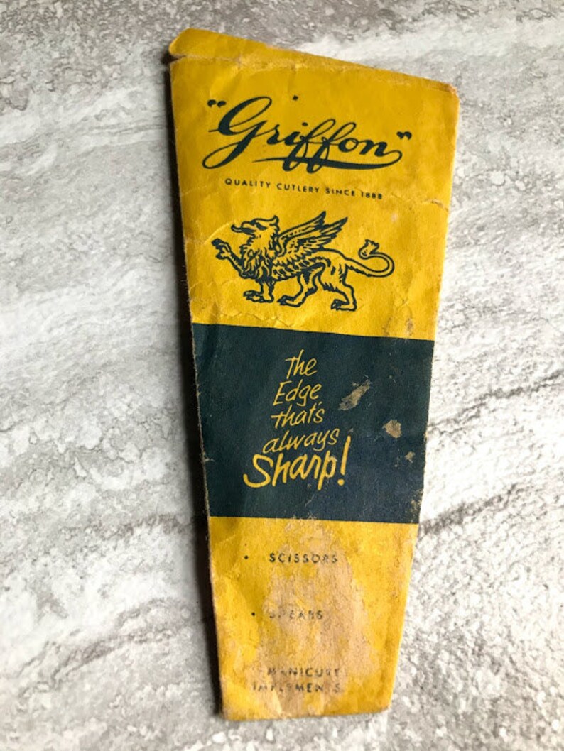 Vintage 1950/'s Griffon Quality Cutlery Since 1888 Scissors FREE SHIPPING Crafting Scissors with Original Cover Vintage Crafting Supply