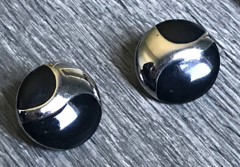 1990/'s Vintage Reflecting Mirror Earrings Clip On Earrings Earrings for Her Statement Earrings Gifts For Her Black and Silver Earrings