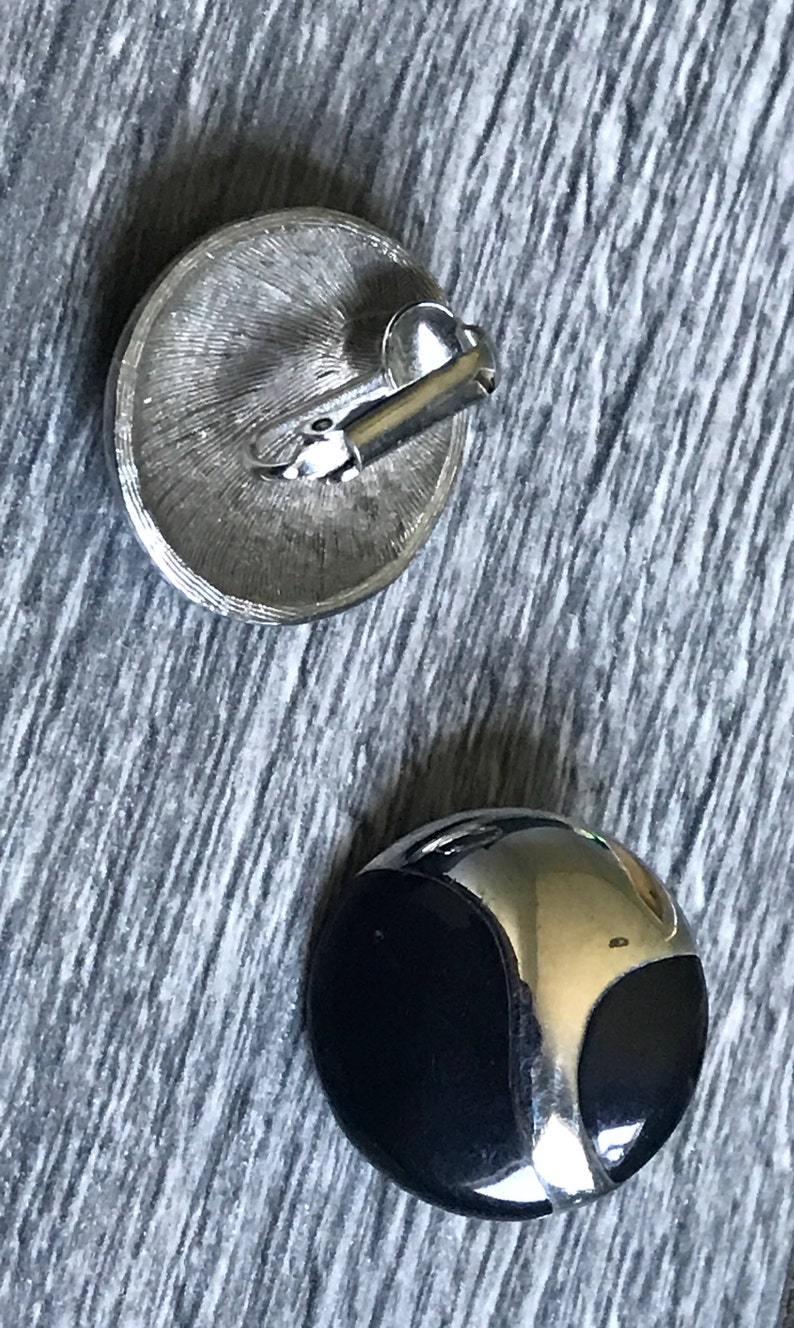 1990/'s Vintage Reflecting Mirror Earrings Clip On Earrings Earrings for Her Statement Earrings Gifts For Her Black and Silver Earrings
