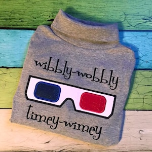 Wibbly Wobbly Timey Wimey 3D Glasses Applique and Embroidery Design File