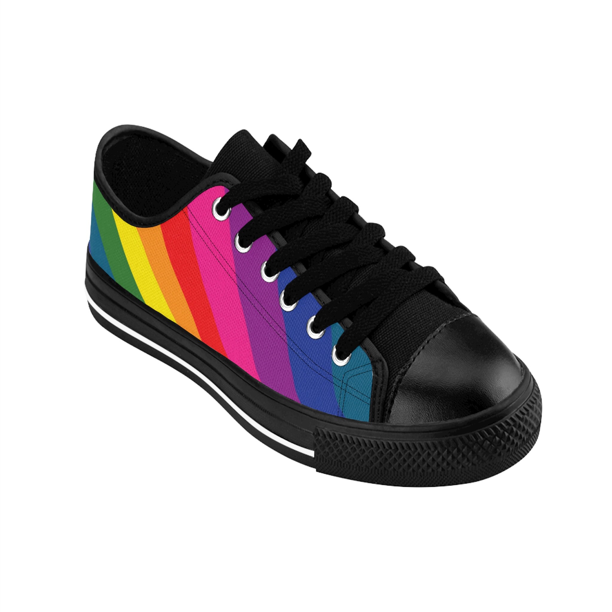 Black adidas shoes with rainbow stripes sale