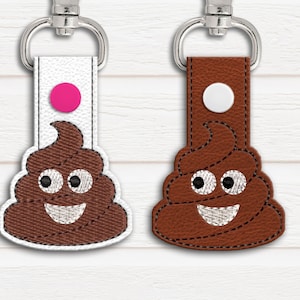 Poop Emoji ITH Key Fob Applique Embroidery Design