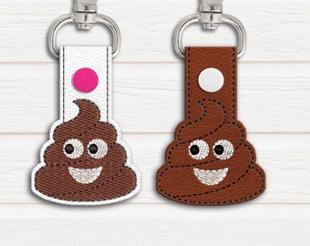 Poop Emoji ITH Key Fob Applique Embroidery Design