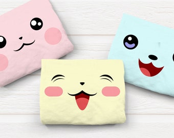Kawaii Animal Anime Faces SVG-bestand Trio