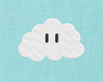 Videogamestijl cartoon wolk mini gevuld borduurontwerpbestand