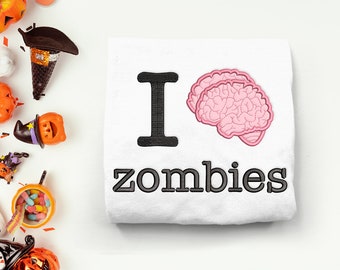 I Brain Zombies stoffen borduurontwerpbestand