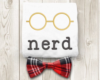 Round Nerd Glasses Applique Embroidery Design File