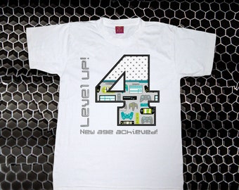 Level Up! 4th Birthday Applique Embroidery Design File