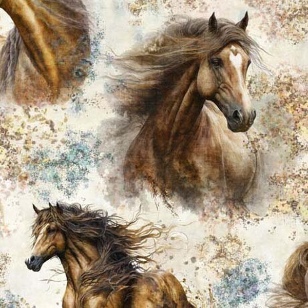 2600-29936-E STALLION SONG HORSE Quilt Fabric, Quilting Treasures, Fabric By The Yard