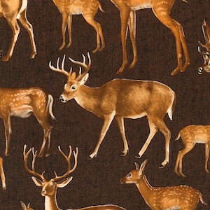 KATIE-C5507 Brown Wilderness Quilt Fabric, Timeless Treasures, Deer, Deer Hunting, Guy Fabric, Sewing Material, Elk