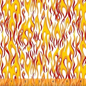 51268A-1 HOLD THE LINE White Flames, Windham Fabric, Fabric By The Yard
