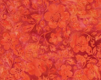 122519282 POSY TWIST FLOWERS/Leaves Batik Quilt Fabric, Island Batiks, Fabric By The Yard