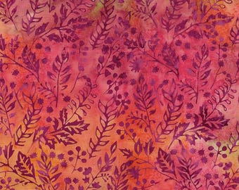 122522810 POSY TWIST VINES/Leaves & Berries Batik Quilt Cloth, Island Batiks, Tela cortada a medida