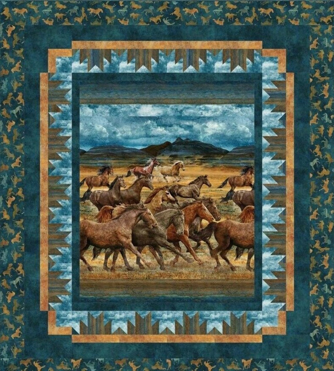 WILD HERD HORSES Stonehenge Queen Quilt Kit Original Wild Etsy