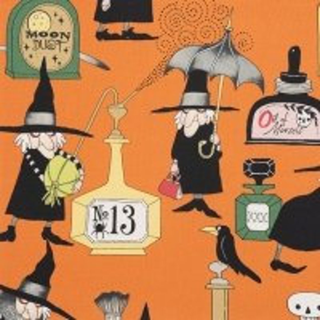 8666DR LOTIONS AND POTIONS Orange Quilt Fabric, Alexander Henry, Fabric