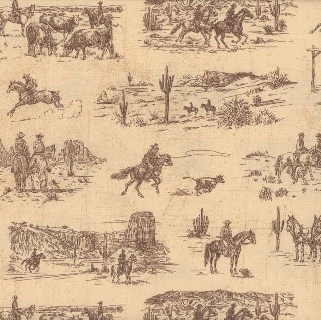 C16620 CREAM JOHN WAYNE American West Quilt Fabric, Riley Blake Designs, Fabric By The Yard