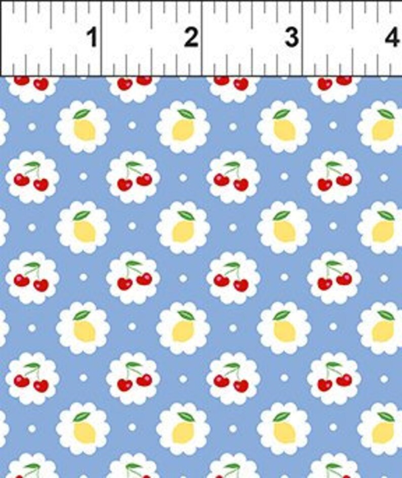 5CL-1 CHERRY LEMONADE LT Blue With Red CherriesYellow Lemons In The Beginning Fabrics Jason Yenter Fabric By The Yard Quilt Fabric