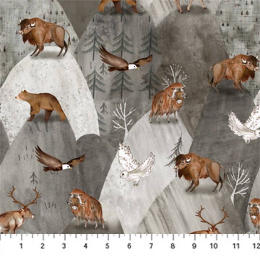 9068292 MOUNTAINS CALLING GRAY Hills Quilt Fabric, Northcott Fabric
