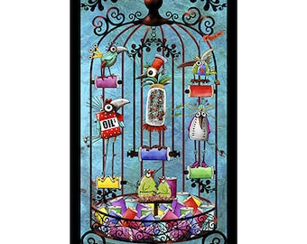 1649-29392-B STEAMPUNK STITCHERY QUILT Panel, Quilting Treasures, 24-1/2&quot; x 42/44&quot;