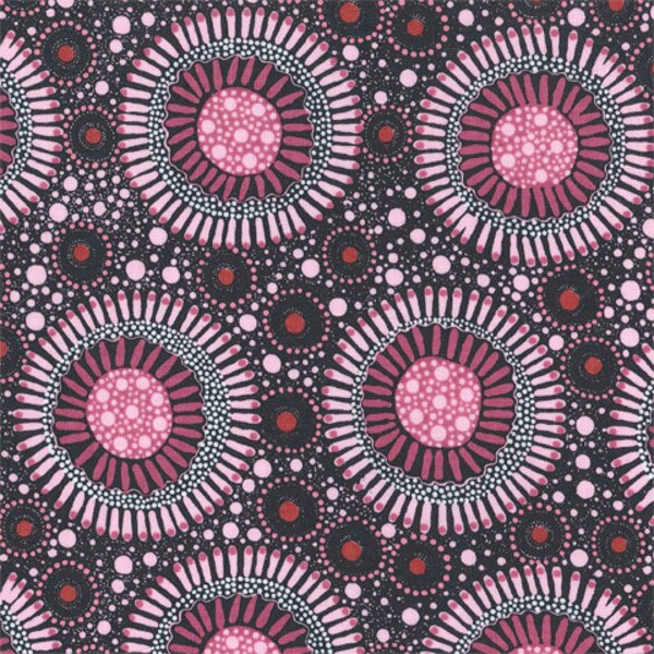 WILD FLORA ORCHID Smoke Australian Aboriginal Quilt Shop Material by M & S Textiles Australia