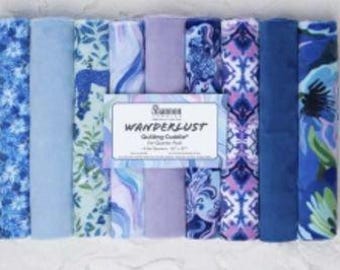 CKFQ9 21072 WANDERLUST-BLUE QUILTING Cuddle Fat Quarter Pack, Shannon Fabrics, 9 Fat Quarters/Pack