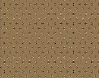 R31-8366-0540 TAN CROSS PRINT Temecula Treasures Quilt Fabric, Marcus Fabrics, Fabric By The Yard