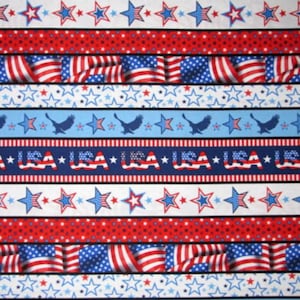 5834-78 STARS AND STRIPES Forever Multi Stripe Quilt Fabric, Studio E, Fabric By The Yard