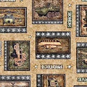 2600-30933-A ARMY PATCHES QUILT Fabric, Quilting Treasures, Fabric By The Yard