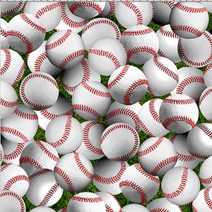 AO59-5141 GAME DAY BASEBALLS Quilt Fabric, Oasis Fabric, Fabric By The Yard