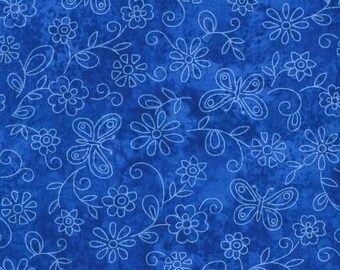 3315-B7 SUNDRENCHED FLOWERS ROYAL Quilt Fabric, Fabric Traditions, Fabric By The Yard