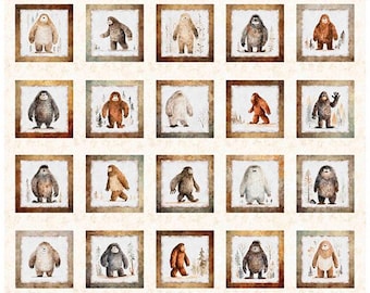 2600-30991-E BIGFOOT CREAM PICTURE Patches Quilt Panel, Quilting Treasures, 36" x42/44"