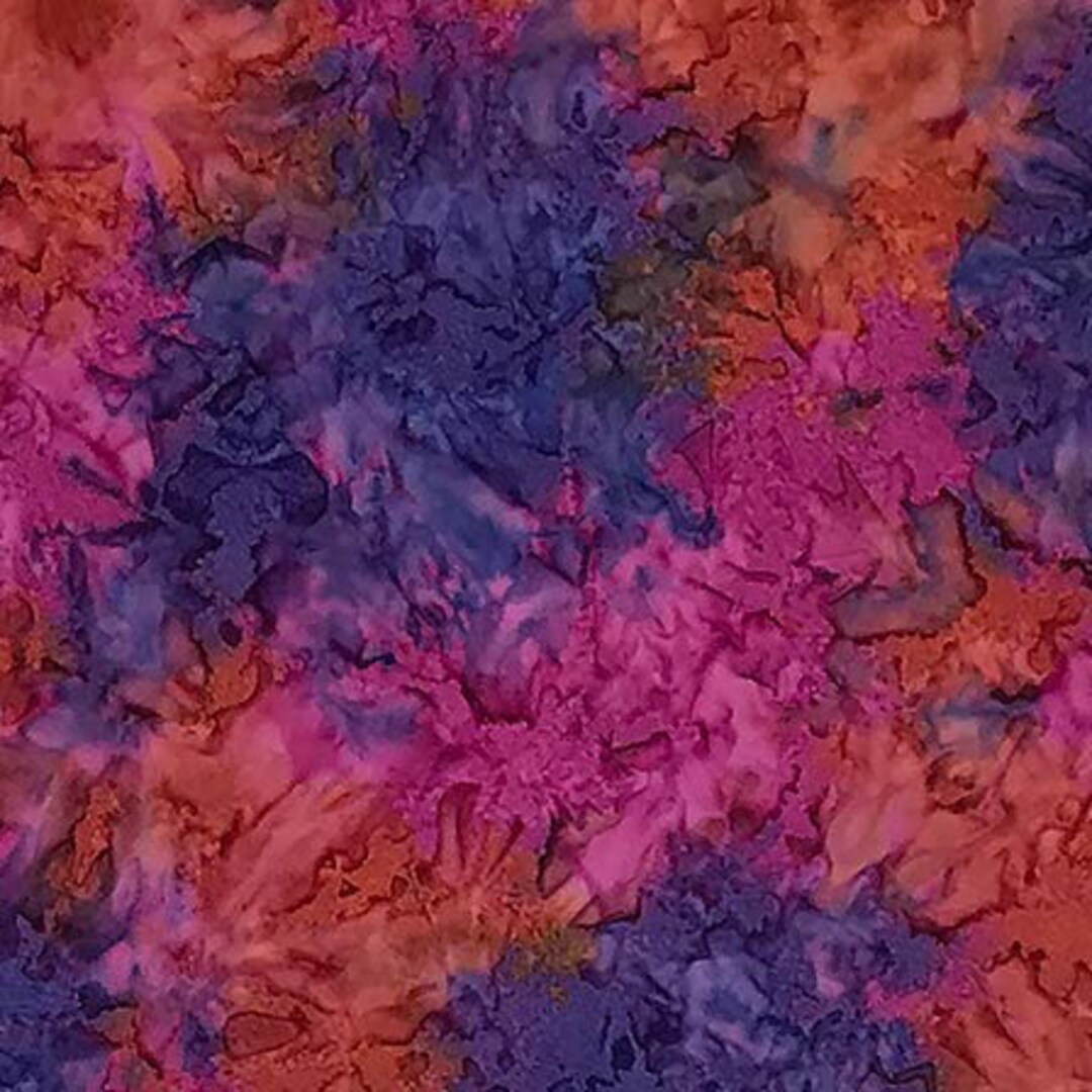72-3656 PURPLE/ORANGE/PINK Crush Hand Dyed Batik Quilt Fabric, Oasis ...