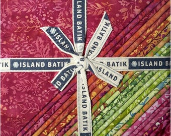 Paquete de telas batik POSY TWIST de 25 cm (10"), Island Batiks, 42 cuadrados de 25 cm (10")