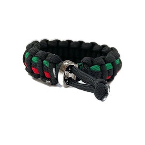 African American Pride Flag Paracord Bracelet for Men and Woman - Adjustable 3-Color Survival Wristband (Red Black Green) for Everyday Wear image 3