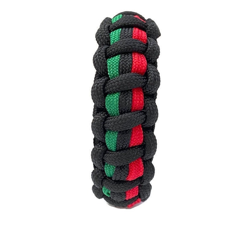 African American Pride Flag Paracord Bracelet for Men and Woman - Adjustable 3-Color Survival Wristband (Red Black Green) for Everyday Wear image 1