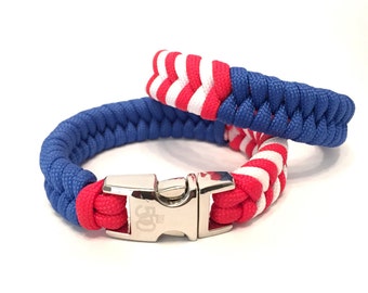 USA Flag Paracord Bracelet: Patriotic Survival Jewelry with Metal Buckle