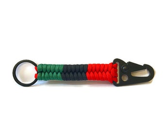 African American Flag Three Color Paracord Survival Keychain by Tru550