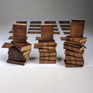 Charles Dickens & Thomas Hardy - Braune Kunstleder Buchumschläge - Puppenhaus Miniatur 1:12 druckbare Buchumschläge / NUR DIGITALER DOWNLOAD
