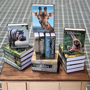 Animals Collection - Dollhouse Miniature 1:12 Scale Printable Book Covers - 18 Different Book Covers DIGITAL DOWNLOAD ONLY