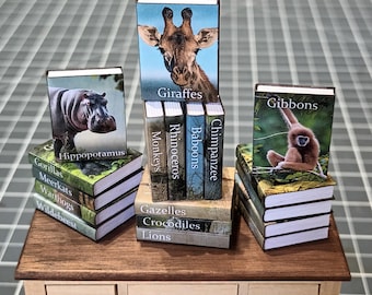 Dierencollectie - poppenhuisminiatuur 1:12 afdrukbare boekomslagen - 18 verschillende boekomslagen ALLEEN DIGITALE DOWNLOAD