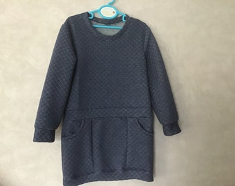 robe d’automne et d'hiver/jersey matelassé / 2 au 16 ans/ robe tunique