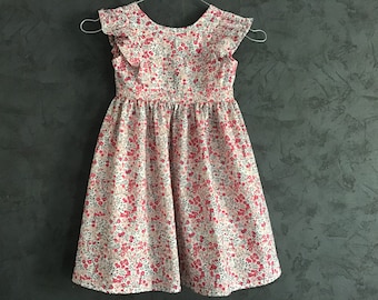 Vestido de volantes de primavera con espalda descubierta de 2 a 12 años