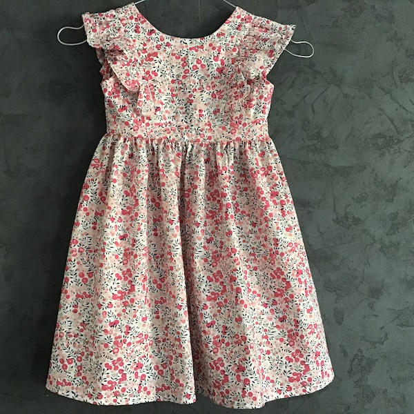 Vestido de volantes de primavera con espalda descubierta de 2 a 12 años