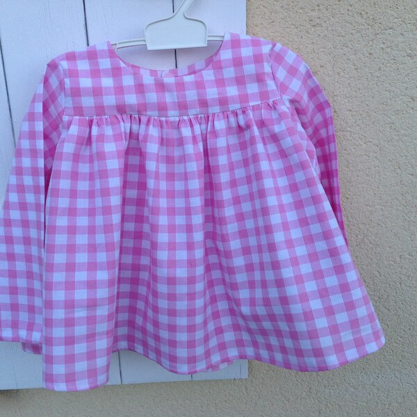 Wit/roze vichy blouse (6 kleur verkrijgbaar)