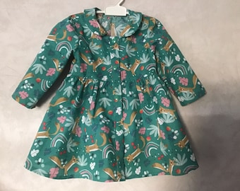 Vestido infantil com mangas compridas dos 12 meses aos 14 anos