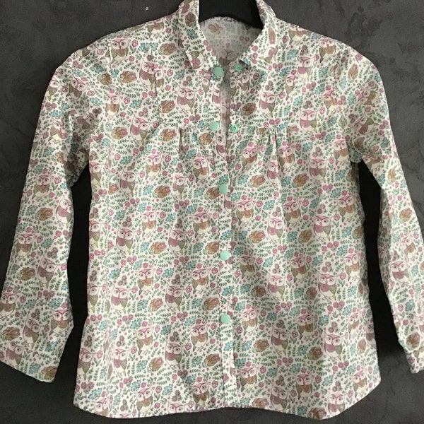 Blouse chemisier enfant/ tunique fille du 2 au 12 ans (chouette)