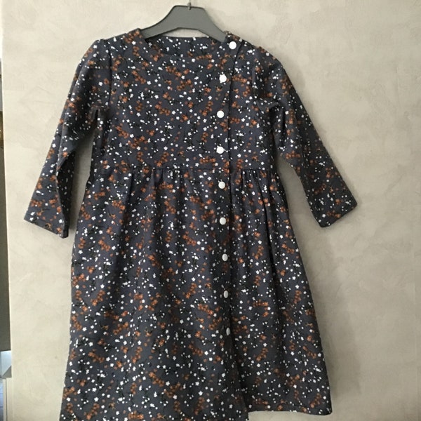 robe d'hiver/ coton flanelle/ petite fille du 2 au 12 ans