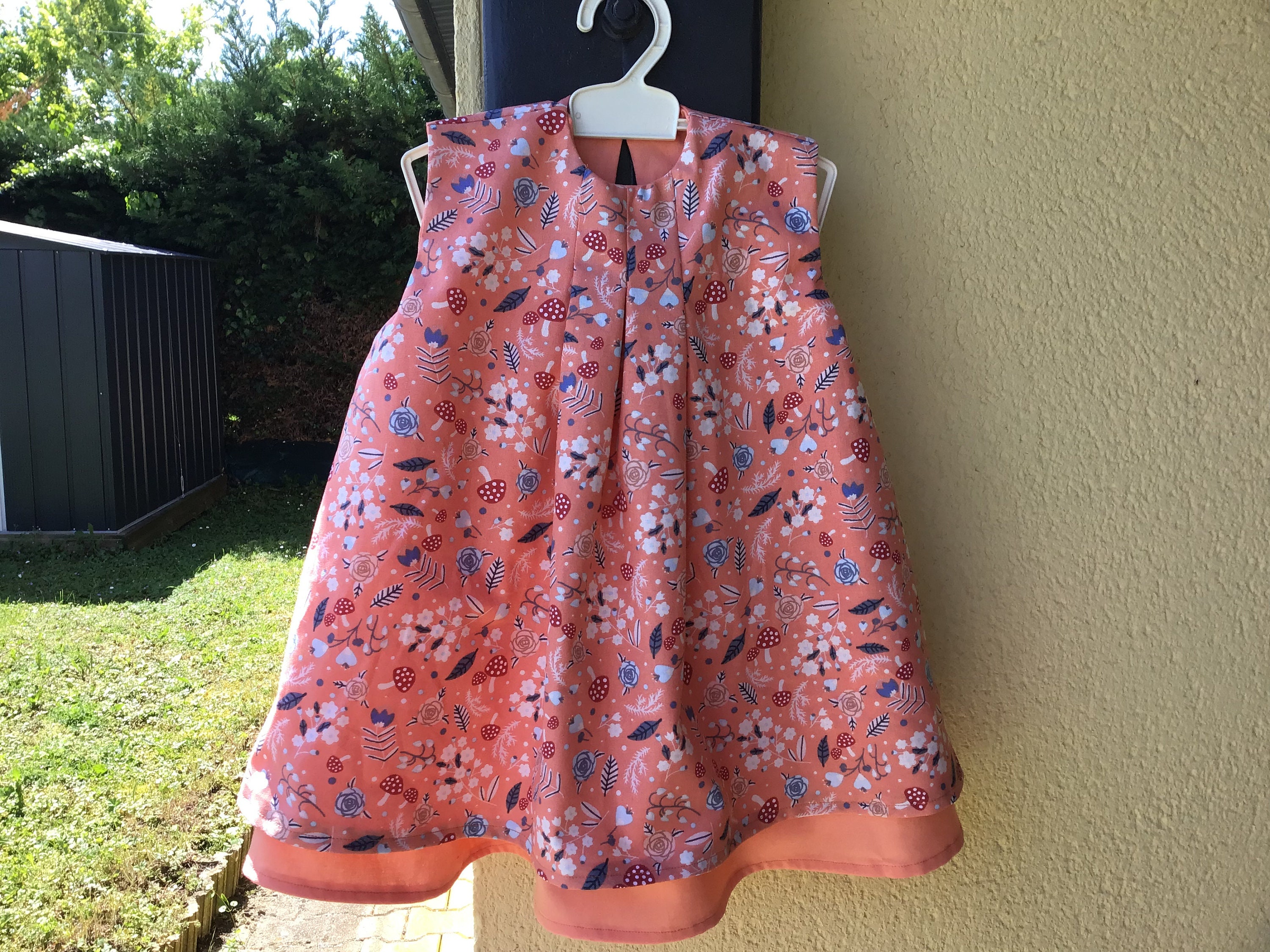9/12 months baby dress, floral salmon dress, sleeveless dress