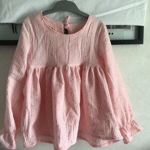 Doppelgaze-Kleid für Kinder von 2 bis 12 Jahren Rose pois doré